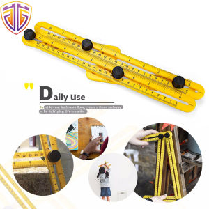 OUDISI 【Ready Stock】 Multi Angle Ruler Template Folding Angle Measuring Tool Instrument Brick Tile Wood Corner Products Foldable Ruler Protractor