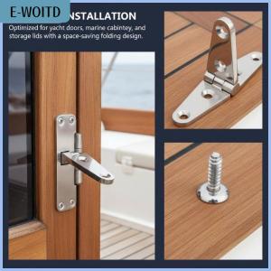 【E-WOITD】 102mm 4 Hole Marine Hinge Strap 316  Mirror Polished Durable for Boat Cabin Door Hardware