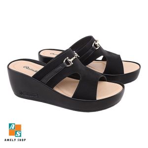 Raindoz RMH 349 - Sandal Selop Wedges Wanita Warna Hitam