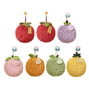 Chenille Hand Towel Bathroom Kitchen Hand Towel Ball with Hanging Loop Quick Drying Soft Absorbent Microfiber Towel