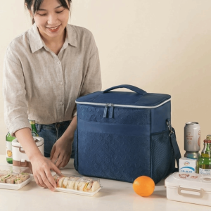 NVIEN1 Large Capacity Insulated Lunch Bag Thickened Aluminum Multifunctional Picnic Food Storage Bag Reusable with Shoulder Strap Food Thermo Bag Outdoor