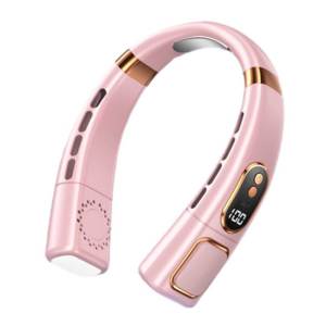 พัดลมทำความเย็นไร้ใบพัดแบบพัดลมคล้องคอแบบพกติดตัวชาร์จได้ด้วย USB สำหรับกลางแจ้ง/สำนักงานการไหลเวียนของอากาศเทอร์โบแอร์ปั๊มพ์เสียงเงียบพิเศษน้ำหนักเบา Kipas Angin Gantung 5สปีดพัดลมส่วนบุคคลพกพาได้