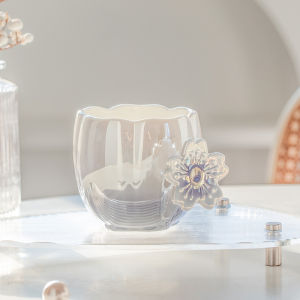 Kideno Preferred Electroplating Color Gradient Cherry Blossom Ceramic Mug Three-Dimensional Flower Cup Cute Coffee Mug