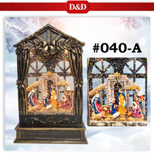 D&D #040 Christmas Snow Globe Lights Nativity Scene Retro Water Spinning Glitter Festive Decoration