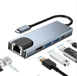 【Inventory ready 】♥ Free shipping+COD ♥ USB C Hub 6-in-1 Adapter Steamdeck Dock Station Gigabit Ethernet 4K HDMI 3 * USB-A port 100W PD fast charging steam deck dock