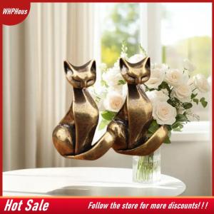 【COD】🔥🔥🔥 Brass Cat Figurine Vintage Brass Sculpture Desktop Craft Small Ornament Home office Cat Statue Home Decoration