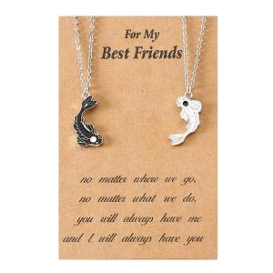 1/2Pieces Personality Yin Yang Tai for Chi Fish Necklace Bracelet Set Hand Rope Friendship Wristband Family Deco