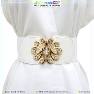 Auroraworld Belt OBI Elastis Big Size LP 100 - 150cm Super Mewah Ikat Pinggang Wanita Karet Plus Size Gesper Obi Fashion XXL-XXXL cocok dipadukan dengan Dres Tunik Gamis Kebaya OB-30A