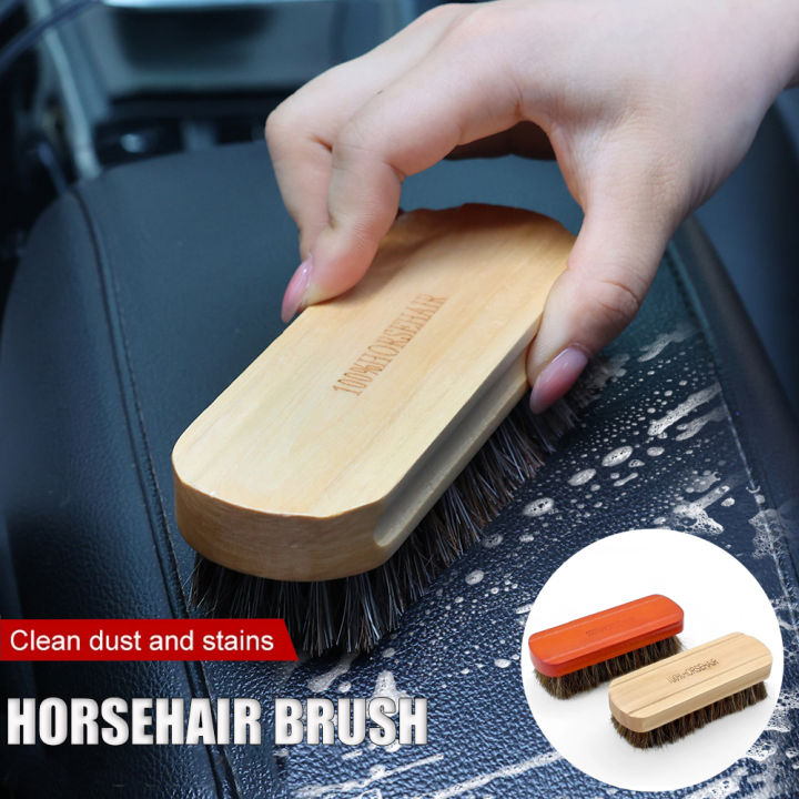 Horsehair Wooden Brush Car Detailing Polishing Buffing Brush Seat