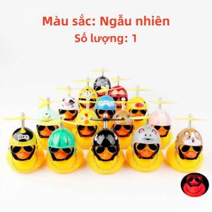 Chú vịt vàng đội mũ bảo hiểm gắn chong chóng trang trí xe hơi xe máy - BIGBA