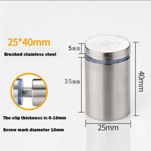 Stainless Steel 25mm Glass Standoff Screw Mounting Advertising Bolt Nails for Sign Board Displays (4 pieces)