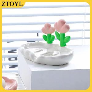 ZTOYL Creative Floral Soap Box Draining Non-slip Soap Dish Bathroom Accessories Sea White Soap Holder For Home Bath