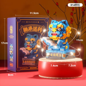 PAIFU Building Blocks Toy For Kids 3D Model Light Glow Festival Gift Brick Block Assemble Lion Dancing Decoration Gifts for Chrismas and New Year Nano Block Set Educational Toys Others