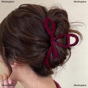 [COD] Modingdue Red Velvet Bow Hair Clips Autumn Winter Women Hair Claw Clip French Elegant Hairpin Korean Hair Accessories Female Headwear Gift