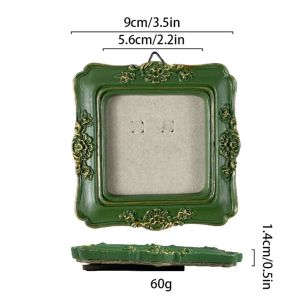 GONOVO STUDIO Resin Baroco Style Photo Frame Mini Green Picture Frame Ornaments Creative Antique Photo Display Holders Tabletop Wall Decor