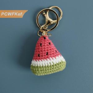 【PCWFKef】 กระเป๋าแขวนพวงกุญแจรูปการ์ตูนแตงโมสานด้วยมือใส่ของตกแต่งกระเป๋าพวงกุญแจรถกระเป๋าอุปกรณ์ตกแต่งของขวัญ