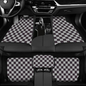 Car floor mat พรมหมากรุก พรมปูพื้นรถยนต์ พรมซิ่ง ผ้าปูพื้นรถ พรมรถซิ่ง ลายหมากรุก Free Size ชุดละ 5 ชิ้น