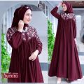 Aurora Dress / Gamis Lebaran Wanita Muslim  Bahan Crinkle Mix Bordir Ukuran M L XL XXL LD 100 - 120CM / Gamis Pesta Wanita Dewasa Model Terbaru 2025 / Dress Kondangan Perempuan Jumbo Terbaru / Fashion Muslim Wanita Mewah Termurah / Baju Bordir Panjang. 