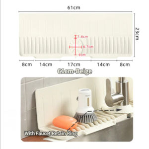 BHQ Kitchen Sink Splash Pad with Higher Backsplash Faucet Handle Drip Catcher Bathroom Tray Sink Drying Mat