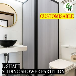 ⭐SG GREATHELP⭐CUSTOM SIZE Bathroom Divider L Shape Shower Screen BTO TOilet HDB Shower Room Sliding Panel Divider