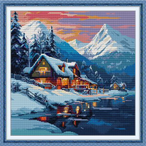 Winter Snow Country Patterns Cross Stitch Complete Set with Materials Embroidery Needlework Sets Beginners Printed Fabric Joy Sunday 11CT 14CT  DIY Hand Embroidery