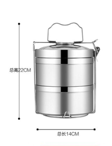 304 Stainless Steel 2Layer Lunch Box Food Storage Containers 2Tingkat Kotak Penyimpan Makanan Bekas Tengahari 不锈钢提锅双层食格304便携手提分格便当盒