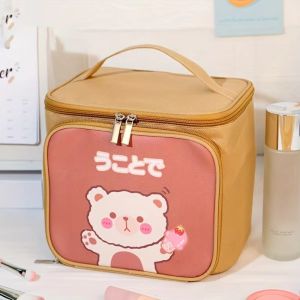 JIYAN2866 Cartoon Print Travel Toiletry Bag Large Capacity Zipper Wash Bag Portable Oxford Cloth Cosmetic Bag