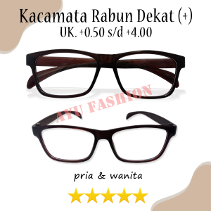 Kacamata Plus Baca Rabun Dekat (+) 0.50 Sampai +4.00 Frame Kotak Coklat Lensa Transparan Cocok Untuk Pria Wanita - OPTIK PLUS MURAH