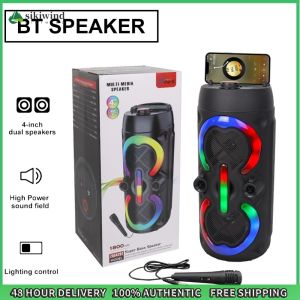Sikiwind Portable Subwoofer Music Player with Mic & Radio Heavy Bass Sound Speaker Rechargeable Audio Loud Speaker for Home Karaoke