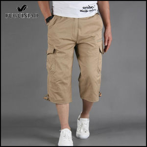 FUGUINIAO Cargo Shorts Men Summer Casual Cotton Multi Pockets Hot Breeches Cropped Trousers Military Camouflage Shorts M-5XL