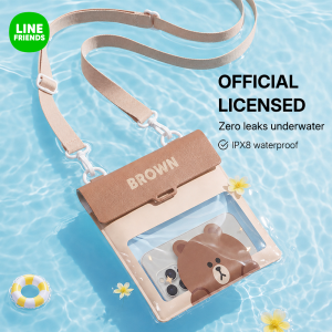 LINE FRIENDS BROWN Waterproof Phone Pouch IPX8 30m PVC ABS for Swimming LFB435