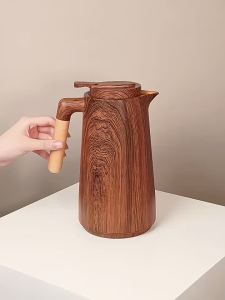 Sacesr 1L Imitation Wood Grain Water Bottle Thermal Insulation Kettle Coffee Thermal Bottle with Wooden Handle Home Kitchen Travel Gift H8M4T