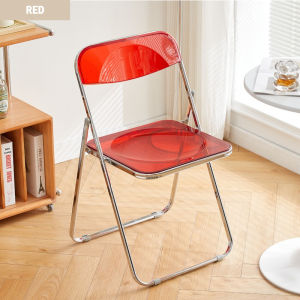 PVC Transparent Crystal Foldable Chair Acrylic Lightweight Minimalist Simple Bedroom Study Office Chair/Rainbow Culture