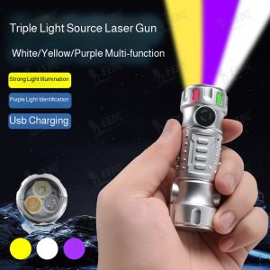 High Intensity Flashlight with Long Range Shooting Function Outdoor Strap Triple Light Source Telescopic Zoom Laser Wick Searchlight三光源多功能激光手电筒