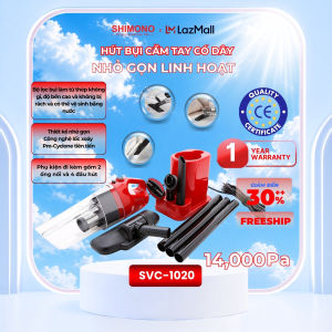 Máy Hút Bụi Cầm Tay SHIMONO SVC-1020 Lực Hút 14000Pa Mạnh Mẽ Tặng Giá Đỡ & 4 Đầu Hút Cao cấp
