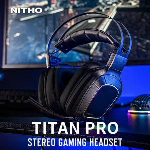 NITHO TITAN PRO Wired Gaming Headset with 7.1 USB Surround Sound and Built-in Soundcard Noise Canceling Microphone & multi setup RGB LED Light Headphone Compatible with PC Laptop PS4 PS5