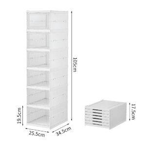 6PCS Installation Free Foldable Shoe Rack Stackable Plastic Storage Box Shelf Stackable Shoes Rack Organiser Cabinet
