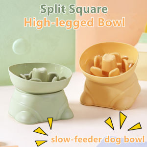 Pet Slow Food Bowl Stable Elevated Cat Feeder Bowl Non-Slip Choke Prevention Cute Cat Bowls