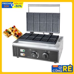 Máy làm bánh tổ ong waffle bánh kẹp vuông 10 bánh công nghiệp