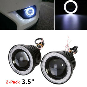 (Dikirim Dari Jakarta) 2 Buah Lampu Foglamp Led Mobil Angel Eyes 3.5 inch Foglamp Mobil Universal Led Lampu Kabut Mobil Led Super Terang Fog Lampu Sorot Projie Mobil LED Ring BIRU 89 MM