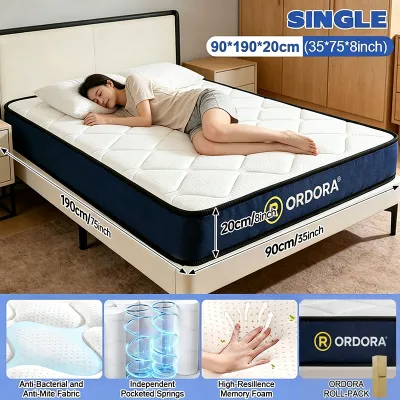ORDORA 8.1Inch Uratex Memory Foam Bed Mattress 20CM Spring Foam Bed Double Single Size