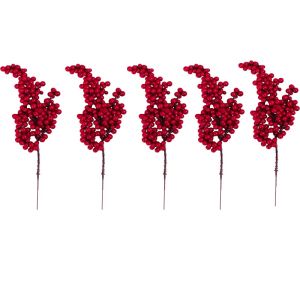 ช่อดอกไม้ดอกไม้ประดิษฐ์เบอร์รี่จำลองวันคริสต์มาสขนาด22ซม. พืชผลไม้เชอร์รี่คริสมาสต์ในบ้านของตกแต่งงานปาร์ตี้ของขวัญแบบทำมือ