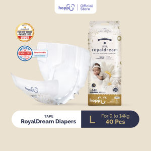 Hoppi RoyalDream Baby Diaper Tape NB66/S56/M44/L40 (1 Pack) 100% 7 Chemicals-Free*