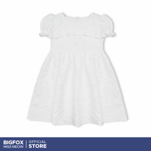 [Váy bé gái thời trang 311] Đầm váy cho bé gái Bigfox Miss Meow size đại mùa hè tay phồng dáng babydoll vải taffeta hoa trắng cỡ trẻ em 3-11 tuổi