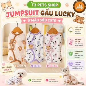 Jumsuit gấu viền ngừa rụng lông / quần áo cai sữa hậu phẫu giữ ấm bụng dành cho chó mèo - T3 PETS SHOP