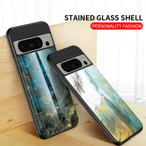 Shockproof Stone Marble Tempered Glass Case Anti-Scratch Hard Phone Cover For Google Pixel 8 Pro 9 8A 7 7A 6A 6 9A 10 Pro XL