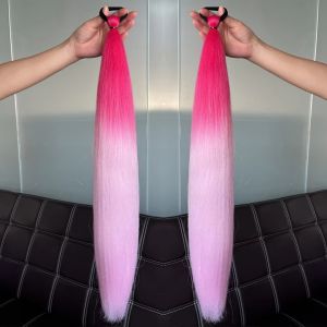 ERYRG 2Pcs Synthetic Straight Ponytail with Elastic Hair Tie Hair Extensions 30Inch Long Straight Hairpiece Wig Ponytail Purple Colorful Braiding Ponytail for Women