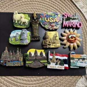 1pc Travel Themed Resin Fridge Magnet World Landmark Souvenir ThailandGermanyEgyptian mummyCambodiaEaster in ChileNew ZealandSan MarinoHawaiiUSA Collection for Refrigerator Home Kitchen Decor