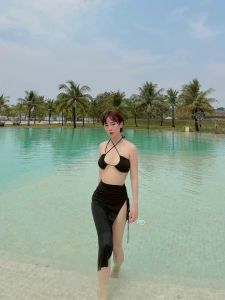 (hàng loại 1) Bikini Sài Gòn - Đồ bơi nữ kèm chân váy sét 3 món đi biển áo tạo được nhiều kiểu phong cách nhiều màu lựa chọn