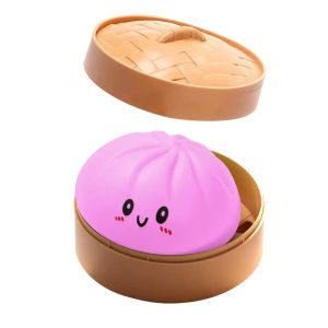 FUTUI With Steamer Dumplings Squishy Toy Soft Fidget Slow Rising Squishy Bun Creative Realistic Dumpling Sensory Toy AdultsKids